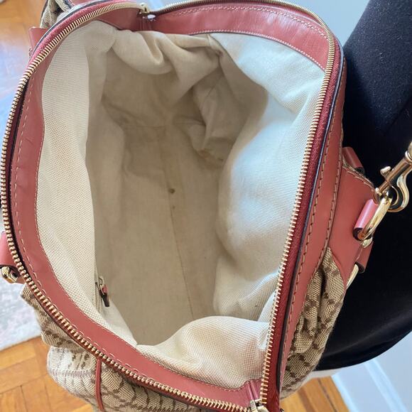 Authentic Gucci Canvas & Pink Leather Shoulder Bag - Picture 6 of 16